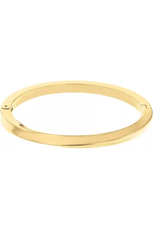 Calvin Klein Ladies Yellow Gold Coloured Twisted Hinged Bangle