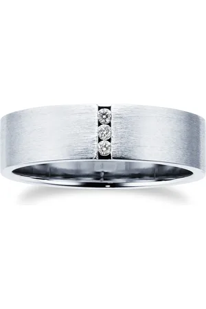 GOLDSMITHS Platinum Mens 0.04ct Diamond Wedding Ring - Ring Size U