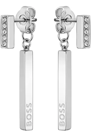 HUGO BOSS Ladies Saya Stainless Steel Crystal Drop Earrings