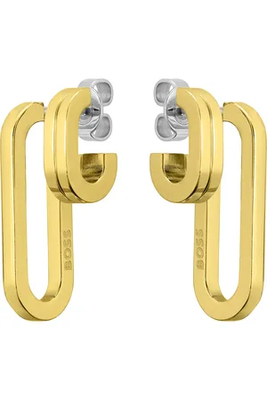 HUGO BOSS Ladies Hailey Yellow Gold Coloured Drop Link Earrings