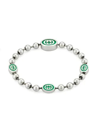 Gucci Silver & Green Enamel Boule Bracelet