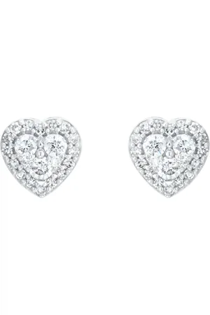 GOLDSMITHS 9ct White Gold 0.23cttw Diamond Heart Cluster Stud Earrings