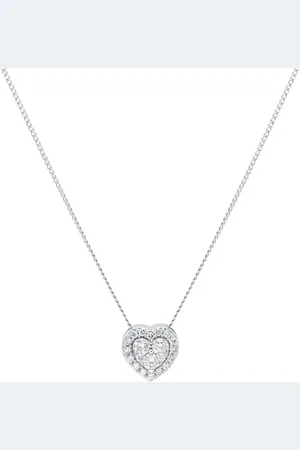 GOLDSMITHS 9ct White Gold 0.20cttw Diamond Heart Cluster Pendant