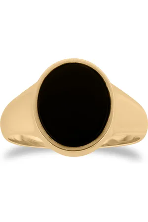 GOLDSMITHS 9ct Yellow Gold Black Onyx Signet Ring - Ring Size T