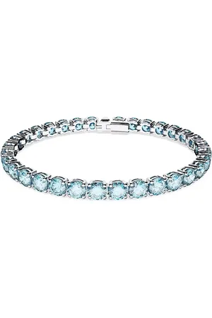 Swarovski Matrix Rhodium Plated Blue Crystal Tennis Bracelet
