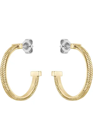 HUGO BOSS Ladies Zia Yellow Gold Coloured Hoop Earrings