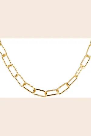 GOLDSMITHS Silver Yellow Gold Plated Rectangular Chunky Twist Chain