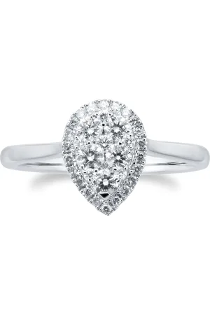 GOLDSMITHS 18ct White Gold 0.50cttw Diamond Pear Cut Cluster Ring - Ring Size J
