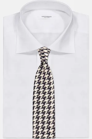 Gutteridge Pied de poule knitted wool tie, Unisex, , Size: Unica