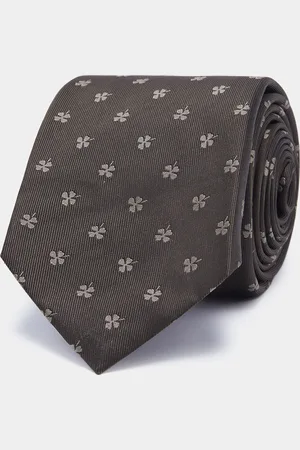 Gutteridge Silk twill tie with shamrocks, Unisex, , Size: Unica