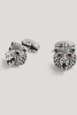 Gutteridge Bear cufflinks, Unisex, , Size: Unica