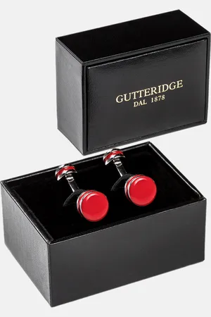 Gutteridge Enameled round cufflinks, Unisex, , Size: Unica