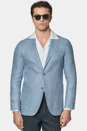 Gutteridge Prince of Wales blazer in linen silk and cotton, Unisex, , Size: 48