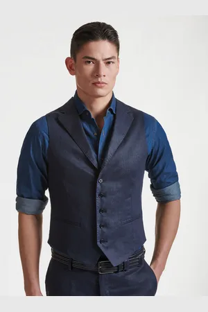 Gutteridge Pure linen single-breasted waistcoat with lapels, Unisex, , Size: 44