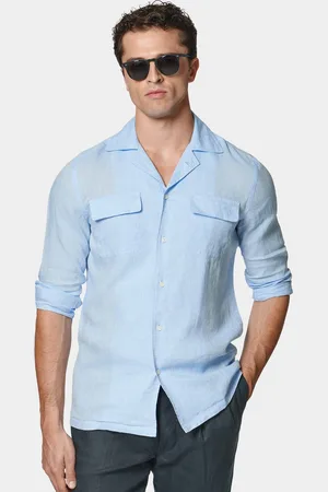 Gutteridge Pure linen bowling shirt with large pockets, Unisex, , Size: 38