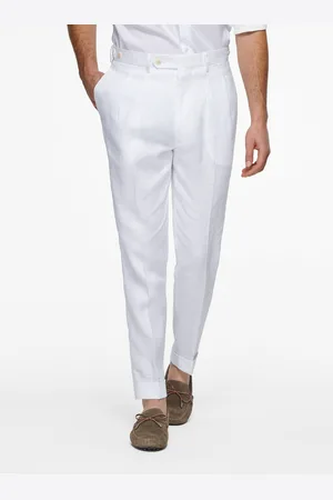 Gutteridge Pure linen double pleat trousers, Unisex, , Size: 48