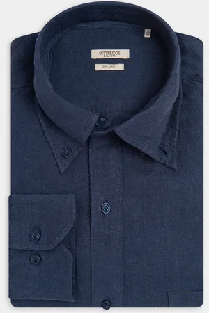Gutteridge Button-down collar shirt in pure linen, Unisex, , Size: 38