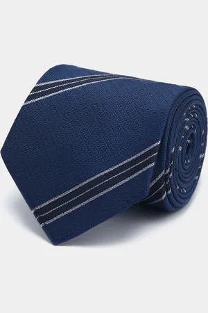 Gutteridge Herringbone silk and linen striped tie, Unisex, , Size: Unica