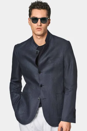 Gutteridge Korean blazer in pure herringbone linen, Unisex, , Size: 46