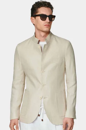 Gutteridge Korean blazer in pure herringbone linen, Unisex, , Size: 46
