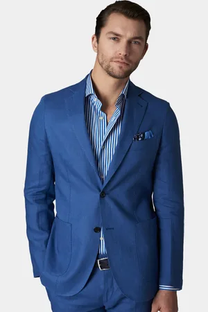 Gutteridge Fine twisted linen suit blazer with patch pockets, Unisex, , Size: 46
