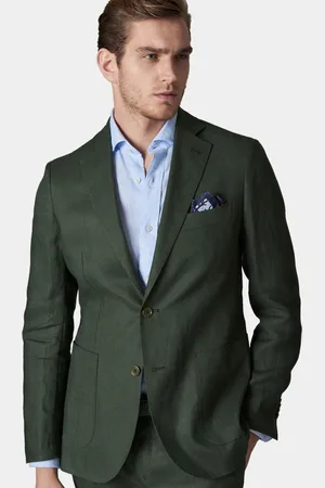 Gutteridge Fine twisted linen suit blazer with patch pockets, Unisex, , Size: 48