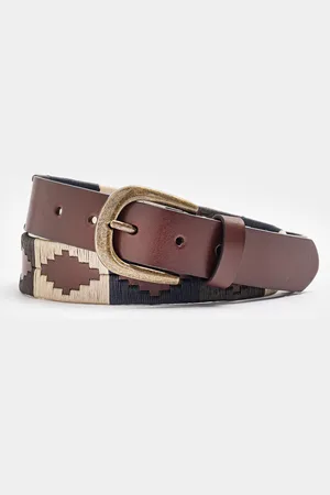 Gutteridge Leather belt with tribal motifs, Unisex, , Size: 110