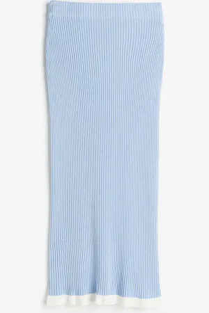H&M H&M - Frill-trimmed rib-knit pencil skirt