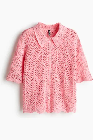 H&M Short-sleeved pointelle-knit shirt