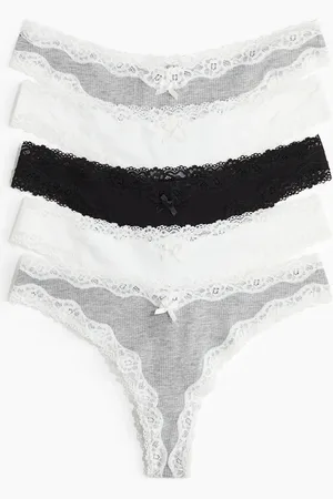 H&M H&M - 5-pack cotton and lace Brazilian briefs