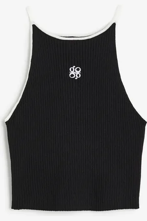 H&M H&M - Embroidered rib-knit vest top