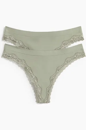 H&M H&M - 2-pack Seamless Lace-trimmed thong briefs