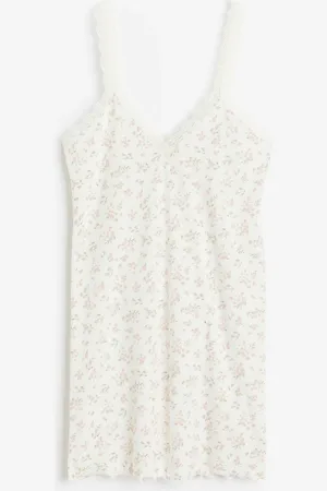H&M H&M - Lace-trimmed ribbed nightslip