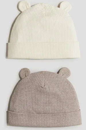 H&M H&M - 2-pack ribbed ear-detail beanies