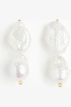 H&M H&M - Gold-plated pearl pendant earrings