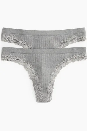 H&M H&M - 2-pack Seamless Lace-trimmed thong briefs