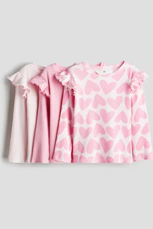 H&M 3-pack frill-trimmed jersey tops