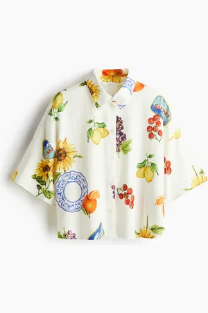 H&M Printed linen-blend shirt