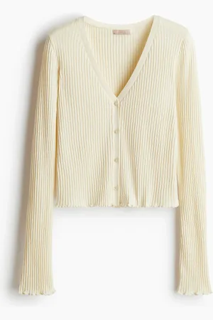 H&M Linen-blend rib-knit cardigan