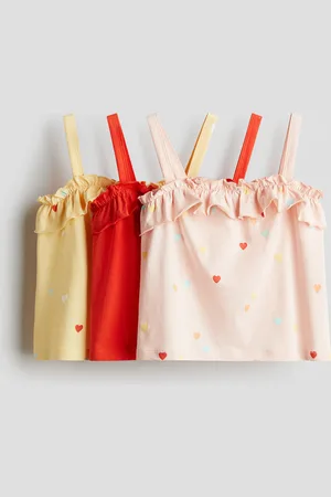 H&M H&M - 3-pack flounce-trimmed strappy tops