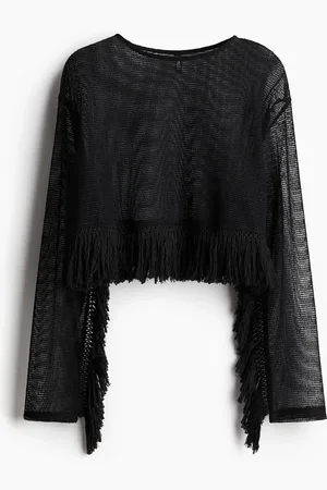 H&M H&M - Fringe-trimmed mesh top
