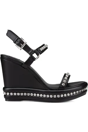 Black Izzie Wedge Sandals | PEDRO UK