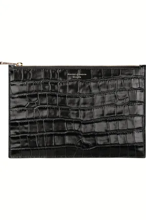 ASPINAL OF LONDON Large Flat Crocodile Printed Pouch