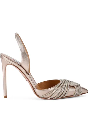 Aquazzura Metallic Leather Gatsby Slingback Pumps 105