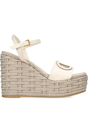 VALENTINO GARAVANI Leather VLogo Espadrille Wedge Sandals 110