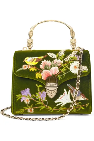 ASPINAL OF LONDON Midi Velvet Embroidered Mayfair Top-Handle Bag