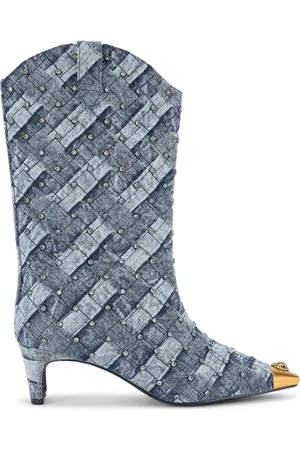 Kurt Geiger Denim Crystal-Embellished Regent Boots