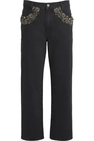Frame Organic Beaded Straight-Leg Jeans