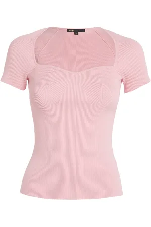 Maje Short-Sleeve Ribbed Top