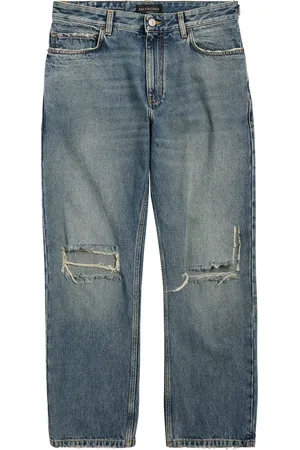 Balenciaga Distressed Buckled Straight Jeans